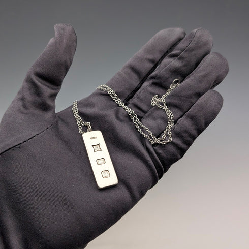 1978年 英国 純銀製 インゴットペンダント 16g ネックレス付